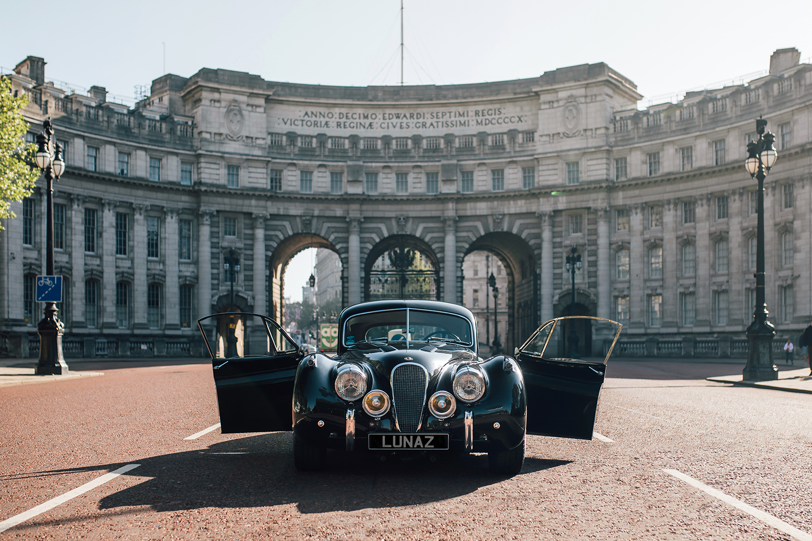 Vintage car with doors open Lunaz Design vintage electric vehicle