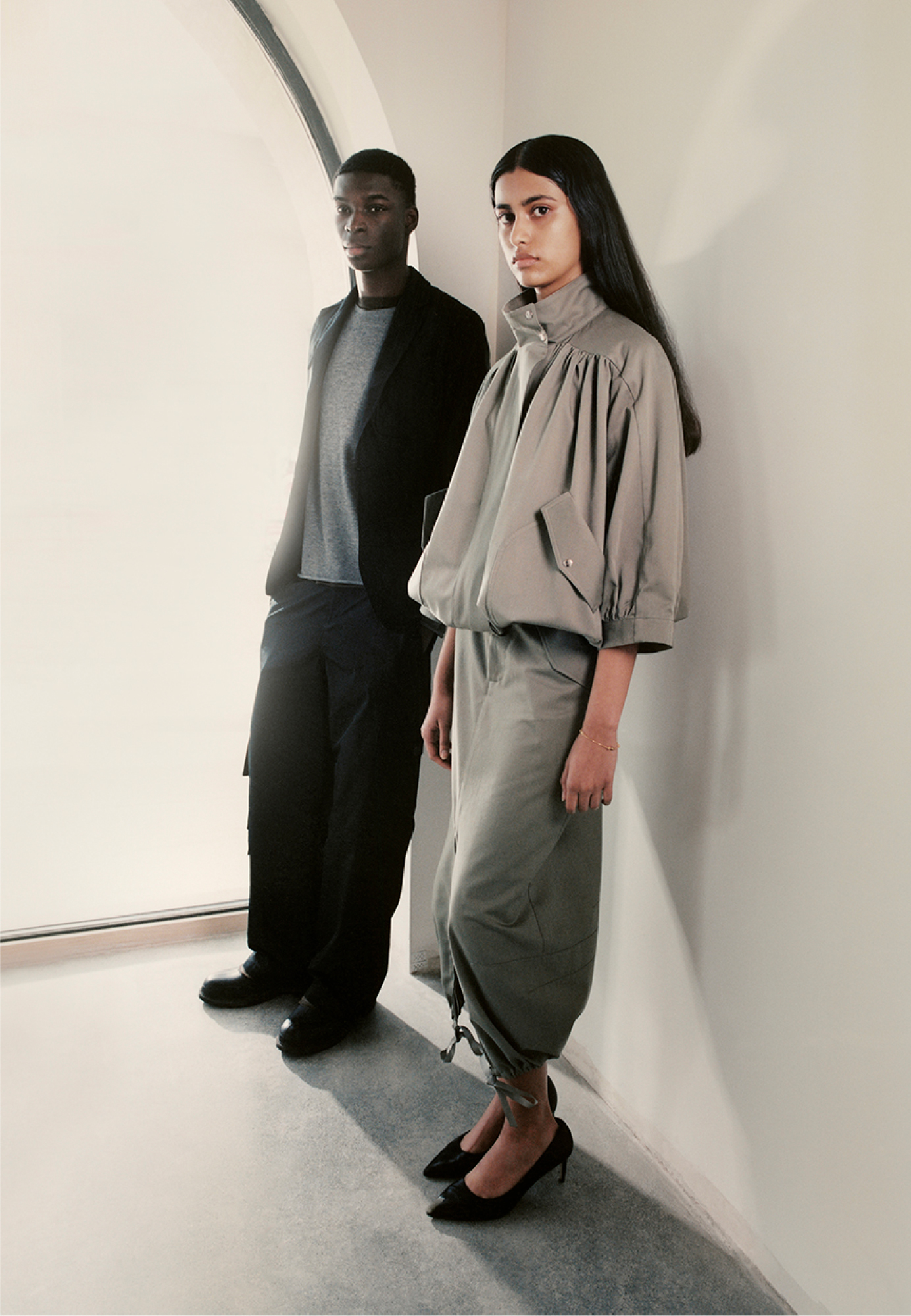 Female and male model wearing Wanze song